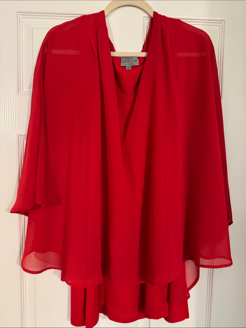Joseph A Red Layered Chiffon Tunic Top